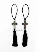 κρεμαστό αυτοκινήτου σταυρός αγιον όρος με φούντα παναγια αθωνίτισσα εσταυρωμένος -byzanteiko - car pendant cross byzantine 2