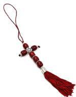 Κρεμαστό αυτοκινήτου με κόκκινες χάντρες και φούντα -Σταυρός ICXC NIKA - Image 2