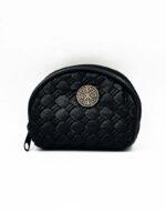 πορτοφόλι κερμάτων μαύρο δερματίνη με χριστόγραμμα 7χ9cm - byzanteiko - coins wallet black mount athos 2