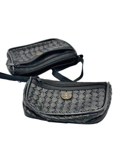 πορτοφόλι τσαντάκι χειρός μαύρο δερματίνη με χριστόγραμμα 11χ16cm με 2 θήκες - byzanteiko - wallet handbag black with two cases mount athos 21