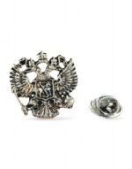 Καρφίτσα Πέτου Βυζαντινός Δικέφαλος Αετός Ασημί 2.5*2,2 εκ. - Image 2