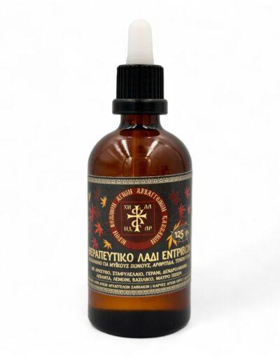 αγιορείτικο θεραπευτικό λάδι εντριβών ΙΚ Αγίων Αρχαγγέλων άγιον όρος -byzanteiko - healing criction massage oil mount athos