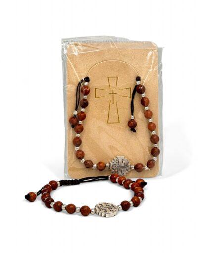 βραχιόλι με χάντρες και σταυρό ιεροσολύμων- byzanteiko - bracelet with beads and cross from jerusalem- 1