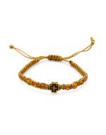 βραχιόλι μακραμέ χρυσό με σταυρό - bracelet macrame gold with cross - byzanteiko 1