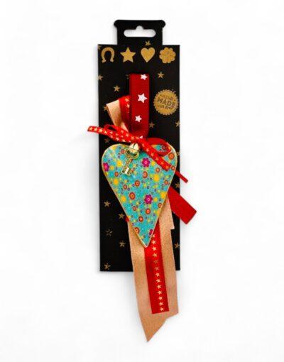 γούρι καρδιά μεταλλική σε κουτί δώρου - byzanteiko charm heart in gift box