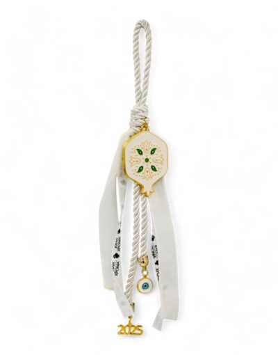 γούρι λευκό ρόδι και μάτι 2025 - byzanteiko - charm 2025 white pomegranate and eye