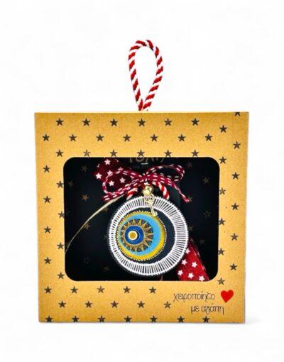 γούρι μάτι χρυσό ξύλινο σε κουτί δώρου - byzanteiko wooden eye charm gold in gift box 10