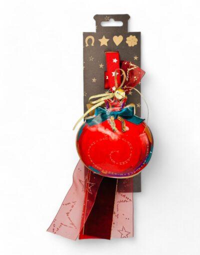 γούρι ρόδι με πεταλο μεταλλικό σε κουτί δώρου - byzanteiko charm pomegranate in gift box