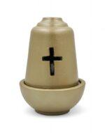 Κεραμικό Καντήλι Μπεζ με Ποτηράκι για Λάδι - byzanteiko candle vigil oil lamp beige