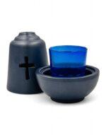 Ceramic Candle in Blue with Inner Glass for Oil - Image 2
