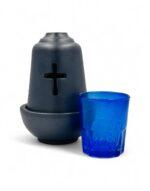 Ceramic Candle in Blue with Inner Glass for Oil - Image 3