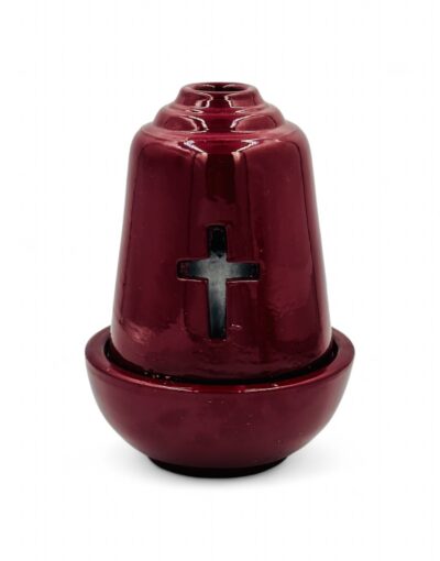 Κεραμικό Καντήλι κόκκινο με Ποτηράκι για Λάδι - byzanteiko ceramic candle vigil oil lamp red 22