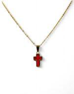 ατσαλινος σταυρός χρυσό με κόκκινο μοτίφ - byzanteiko - stainless steel cross gold with red motif