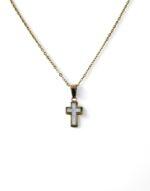 ατσαλινος σταυρός χρυσός με φίλντισι - byzanteiko - stainless steel cross gold with mother of pearl