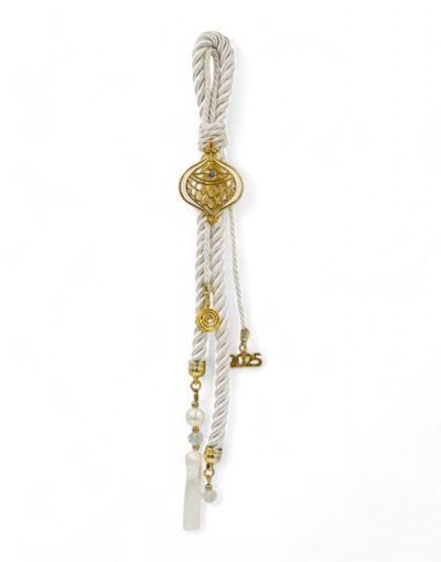 γούρι λευκό ρόδι με διαμαντάκι 2025 - byzanteiko - charm 2025 white pomegranate and diamond