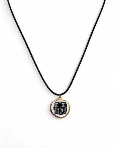 Μενταγιόν Λαιμού Ατσάλινο IC XC NI KA- byzanteiko - stainless steel pendant leather ic xc ni ka 1