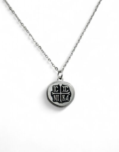 Μενταγιόν Λαιμού Ατσάλινο ασημί IC XC NI KA- byzanteiko - stainless steel pendant silver ic xc ni ka