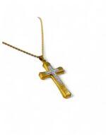 Stainless Steel Cross necklace gold with strass 5*3 cm - Image 2