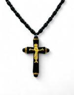 σταυρός λαιμού ξύλινος με εσταυρωμένο- byzanteiko - mount athos wooden cross necklace pendant jesus christ