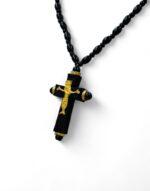 σταυρός λαιμού ξύλινος με εσταυρωμένο- byzanteiko - mount athos wooden cross necklace pendant jesus christ