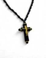 σταυρός λαιμού ξύλινος με εσταυρωμένο- byzanteiko - mount athos wooden cross necklace pendant jesus christ
