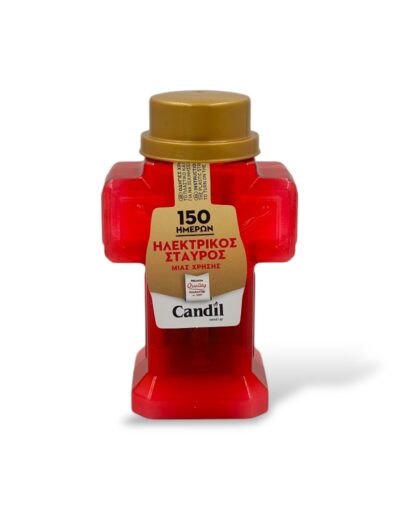 ηλεκτρικό κερί σταυρός κόκκινος μικρός 150 ημερών - electric candle red cross big - candil - byzanteiko