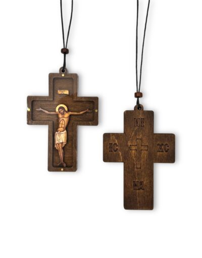 Κρεμαστός Σταυρός Αυτοκινήτου Ξύλινος με Plexiglass 6cm– Φυλαχτό byzanteiko Wooden hanging car cross with Plexiglass Amulet 5