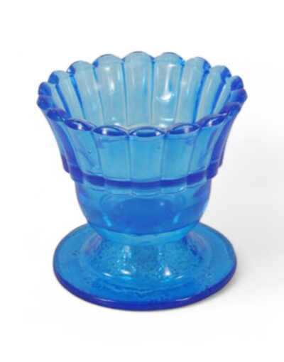 επιτραπέζιο καντήλι ποτήρι δανδελέ 8,5εκ- byzanteiko table lace-pattern glass oil lamp with base blue