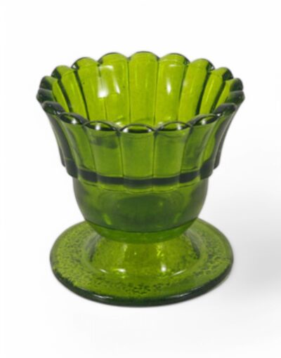 επιτραπέζιο καντήλι ποτήρι δανδελέ 8,5εκ- byzanteiko table lace-pattern glass oil lamp with base green