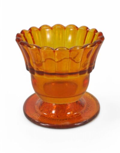 επιτραπέζιο καντήλι ποτήρι δανδελέ 8,5εκ- byzanteiko table lace-pattern glass oil lamp with base orange