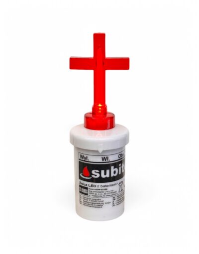 ηλεκτρικό κερί subito s5 cross λευκο με κόκκινο φωτιζόμενο σταυρό - byzanteiko electric candle subito s5 white with illuminated red cross
