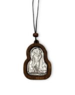 ξύλινο κρεμαστό φυλαχτό αυτοκινήτου με εικόνα άγιος χριστόφορος - byzanteiko wooden hanging car pendant icon saint christopher 1