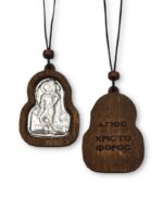 ξύλινο κρεμαστό φυλαχτό αυτοκινήτου με εικόνα άγιος χριστόφορος - byzanteiko wooden hanging car pendant icon saint christopher 1