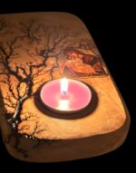 Κηροπήγιο για Ρεσώ από Ξύλο Ελιάς 10*20cm | Πυρογραφία Ηλεκτρισμού - Image 4