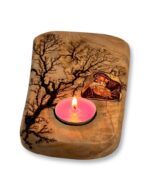 Κηροπήγιο για Ρεσώ από Ξύλο Ελιάς 10*20cm | Πυρογραφία Ηλεκτρισμού - Image 2