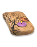 Κηροπήγιο για Ρεσώ από Ξύλο Ελιάς 10*20cm | Πυρογραφία Ηλεκτρισμού - Image 3