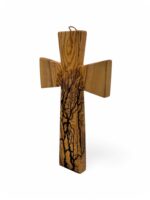 χειροποίητος σταυρός από ξύλο ελιάς με πυρογραφία ηλεκτρισμού 13,5-23,5 - byzanteiko - handmade olive wood cross