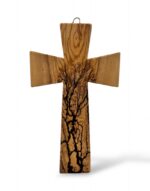 χειροποίητος σταυρός από ξύλο ελιάς με πυρογραφία ηλεκτρισμού 13,5-23,5 - byzanteiko - handmade olive wood cross