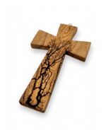 χειροποίητος σταυρός από ξύλο ελιάς με πυρογραφία ηλεκτρισμού 13,5-23,5 - byzanteiko - handmade olive wood cross