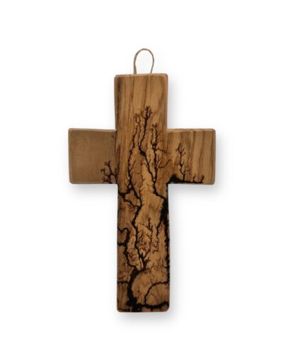 χειροποίητος σταυρός από ξύλο ελιάς με πυρογραφία ηλεκτρισμού 9-15 cm - byzanteiko - handmade olive wood cross 3