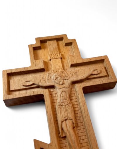 ξυλόγλυπτος σταυρός ευλογίας αγιορείτικος εσταυρωμένος - byzanteiko - hand-carved blessing cross crucified christ mount athos