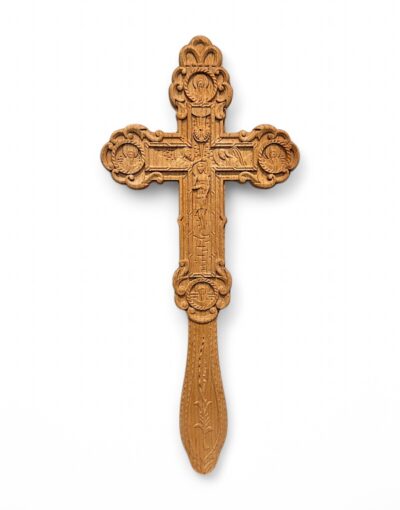ξυλόγλυπτος σταυρός ευλογίας αγιορείτικος σταυρωση βάπτιση - byzanteiko - hand-carved blessing cross mount athos