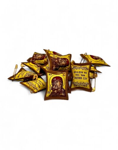 υφασμάτινο φυλαχτό αγίου όρους κεντημένο με την Παναγία byzanteiko Hand-Embroidered Fabric Amulet from Mount Athos with virgin mary 2