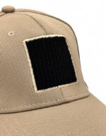 καπέλο υφασμάτινο μπεζ με velcro - byzanteiko - beige fabric hat with velcro patch panel- 1