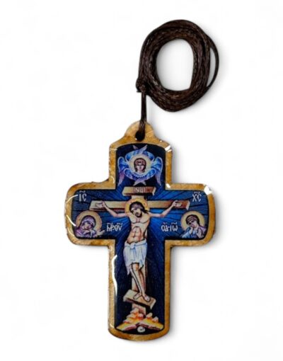 κρεμαστός σταυρός αυτοκινήτου εσταυρωμένος με υγρό γυαλί byzanteiko car hanging cross pendant with crucifiex jesus christ 2