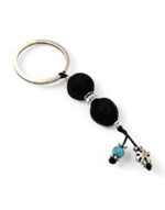 χειροποίητο μπρελόκ με αρωματικές χάντρες μοσχοκάρυδο μαύρο handmade nutmeg bead aromatic keychain 1