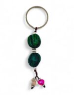 χειροποίητο μπρελόκ με αρωματικές χάντρες μοσχοκάρυδο πράσινο handmade nutmeg bead aromatic keychain