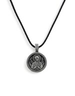 επάργυρο μενταγιόν λαιμού με την παναγία επτάσπαθη - byzanteiko silver-plated pendant necklace virgin mary with the 7 swords-