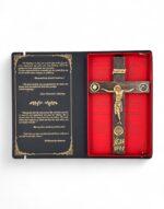 ξύλινος σταυρός με ιερά αντικείμενα εργόχειρο αγίου όρους - byzanteiko - wooden cross with holy items mount athos