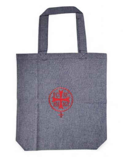 fabric athonite bag with embroidered ic xc nika byzanteiko mount athos υφασμάτινη τσάντα αγιορείτικη τζιν κόκκινο